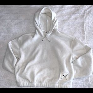 Puma White fleece cropped puma hoodie